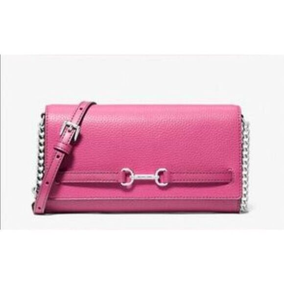 NWT~MICHAEL KORS Large Carson Dragonfruit Pebbled Leather Crossbody Bag Purse - Picture 1 of 6